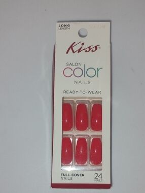 Kiss Salon Color Press-On Nails in Bright Red